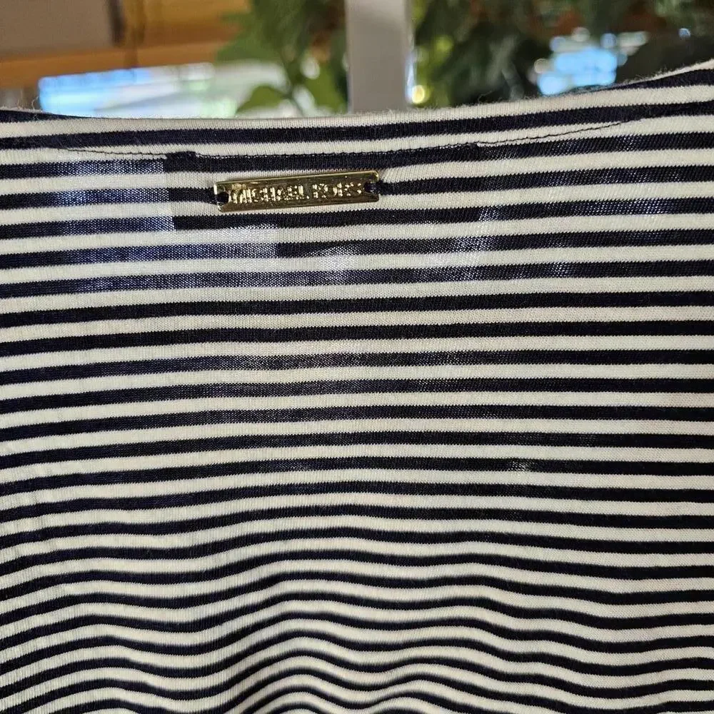 Michael Kors Striped Women's Top with Tie Sleeve Detail XL